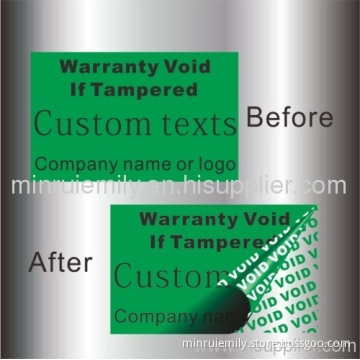 Custom Green Warranty Label,void Stickers Printing Supplier 
